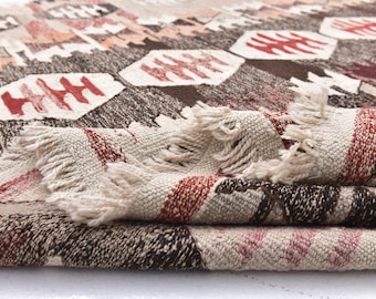 8x10 Vintage Turkish Kilim Rug, Traditional Kilim Rug, 8x10 Beige Red Brown, Living Room Bedroom Rug, 8x10 Kilim Rugs, Soft Wool Kilim Rug