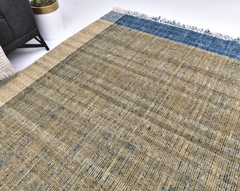 6x9 Area Rug, 6x9 Handwoven Kilim Rug, 6x9 Modern Geometric Area Rug,  6x9 Kilim Rug, 6x9 Mustard Blue Kilim Rug, 6x9 Area Rug, Kithcen Rug