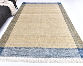 6x9 Wool Handwoven Kilim Rug, 6x9 Geometric Area Rug,  6x9 Kilim Rug, 6x9 Mustard Blue Kilim Rug, 6x9 Area Rug, Kithcen Rug, Farmhouse Rug