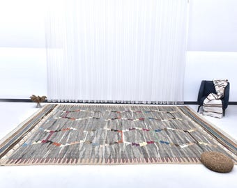 10x14 Ft, Turkish Vintage Kilim Rug Oversize Kilim Rug Large Area Rug 10x14 Handmade Wool Jute Kilim 10x14 Rugs For Farmhouse Living Room