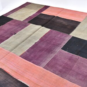 5x6 Vintage Patchwork Kelim Teppich, 5x6 Handgewebter Wolle Jute Teppich, Boho Dekor, Kelim Teppich, 150x160 Akzent Teppich, Bauernteppich