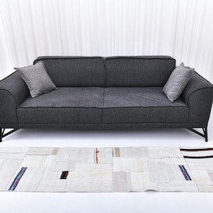 0,80m Weißer Elfenbeinfarbener Hanfläufer, Natürliche Handgemachte Ästhetik, 2x20 Teppich, Weiche Pastell Boho, Hanfläufer 60x280, Teppich für den Eingang