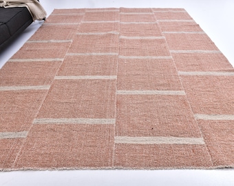 9x12 Terracota Kilim rug Scandinavian stiyle, 9x12 Large kilim Area Rug, Terracota Rugs 9x12 Scandinavian Stile, Farmhouse Decor