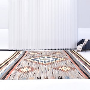 13x15 Turkish Vintage Kilim Rug, Oversized Kilim Rug, Large Area Rug, Handmade Wool Jute Kilim, 13x15 Kilim Rug, Bohemian Style, Antique 59s