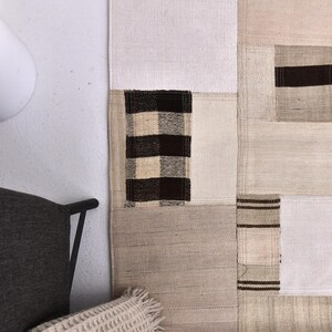 6x8 Patchwork Kilim Rug, Beige Brown Color, 6x8 Wool Jute Kilim Rug, Handwoven Tribal Rug, 6x8 Living Room Area Rug, Vintage Area Rug