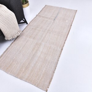 Tappeto da corridoio beige-bianco 2x6, tappeto da corridoio vintage 2x6, tappeto kilim vintage 2x6, patchwork di canapa fatto a mano 2x6, tappeto da corridoio kilim, marrone e beige 2x6