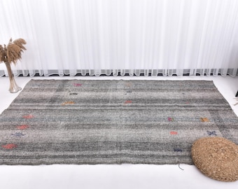 5x8 Area Rug, 5x8 Kilim Rug, 5x8 Aesthetic Turkish Kilim Rug, Rustic Handmade Wool Kilim, 5x8 Rug, Shabby Chic Style, Kilim Rug 5x8, Antique