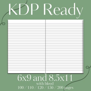 KDP Interior Bundle 6 X 9 and 8.5 X 11 Journal, Lined Paper With Bleed, 10 Books Ready To Upload, COMMERCIAL USE, 100/110/120/150/200 pages