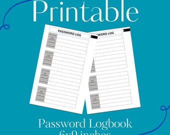 Printable Password Manager Logbook Ready To Use Book Resell Full Commercial Rights Gift for Elderly Relatives Alzheimer's Journal