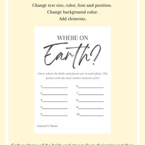Minimalist Bridal Shower Game Where on Earth Game Canva Template for Bridal Shower Modern Bridal Shower Games 5x7 Instant Download
