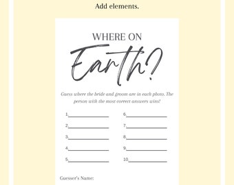 Minimalist Bridal Shower Game Where on Earth Game Canva Template for Bridal Shower Modern Bridal Shower Games 5x7 Instant Download