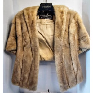 Vintage 1950s Evans Furs Blonde Mink Fur Stole/Shoulder Cape/Shawl OSFM