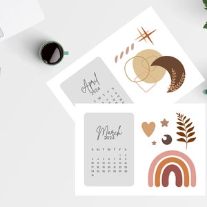 2024 Monthly Boho Calendar Horizontal A4 Size Sunday Start - Etsy