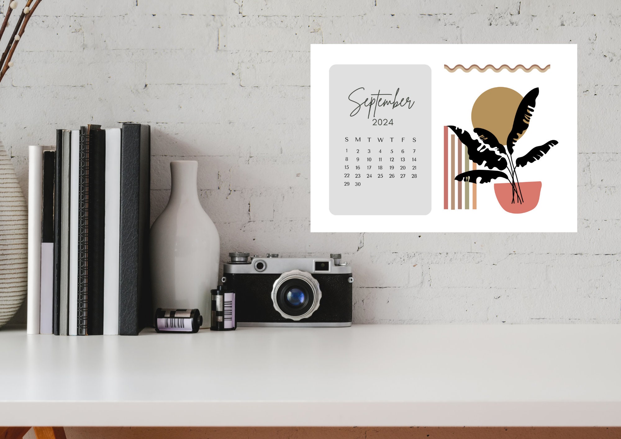2024 Monthly Boho Calendar Horizontal A4 Size Sunday Start - Etsy