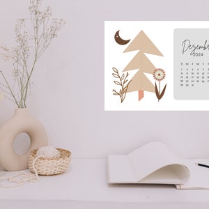 2024 Monthly Boho Calendar Horizontal A4 Size Sunday Start - Etsy
