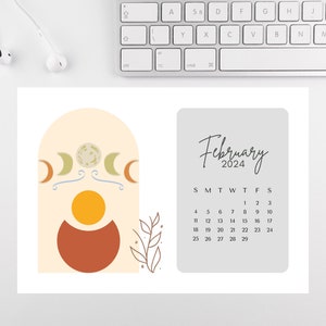 2024 Monthly Boho Calendar Horizontal A4 Size Sunday Start - Etsy