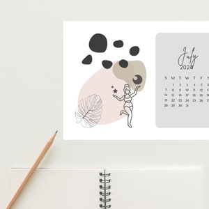 2024 Monthly Boho Calendar Horizontal A4 Size Sunday Start - Etsy