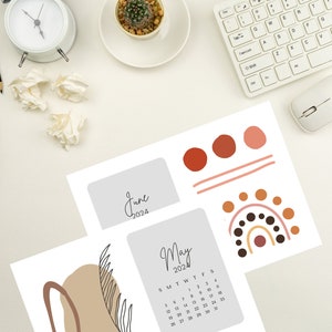 2024 Monthly Boho Calendar Horizontal A4 Size Sunday Start - Etsy