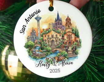Personalized San Antonio Ornament 2025, Texas Travel Keepsake