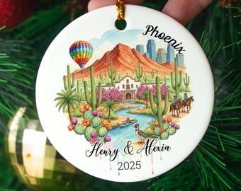 Personalized Phoenix Ornament, Arizona Desert Landscape, 2025 Keepsake