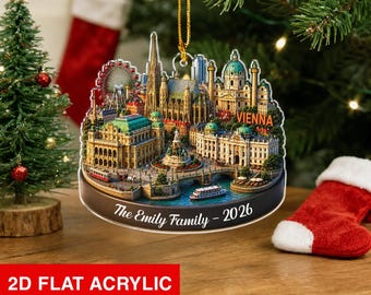Personalized Vienna Ornament, Custom Austria Keepsake Gift, Christmas Travel Memory Decor