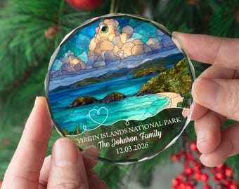 Anpassad kristallprydnad från Jungfruöarnas nationalpark, resesouvenirminnesgåva