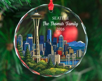 Gepersonaliseerd ornament Seattle Custom Skyline Aandenken Cadeau Kerst Reisherinnering