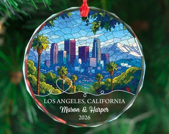Gepersonaliseerde Los Angeles Ornament Custom Skyline Cadeau Aandenken Kerst Reisdecor