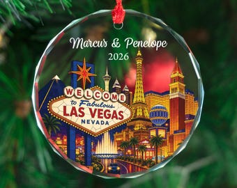 Personalized Las Vegas Ornament, Custom Vegas Keepsake, Christmas Gift for Couple, Travel Memory Decor