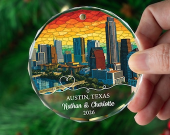 Personalized Austin Ornament, Custom City Skyline Keepsake, Christmas Gift for Couple, Travel Memory Decor