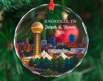 Personalized Knoxville Ornament, Custom Tennessee Keepsake, Christmas Gift for Couple, Holiday Travel Decor