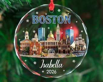 Personalized Boston City Ornament, Custom Christmas Gift for Travelers, Boston Skyline Keepsake 2026