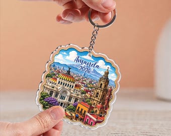 Gepersonaliseerde sleutelhanger Mexico-stad, Palacio de Bellas Artes-sleutelhanger, reiscadeau Mexico 2026