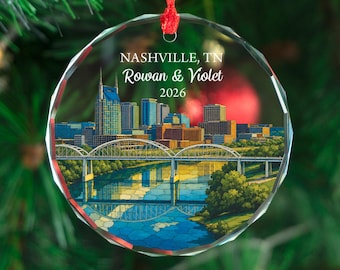 Personalized Nashville Ornament Custom Skyline Keepsake Gift Christmas Decor