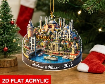 Personalized Istanbul Ornament, Custom Turkey Keepsake Gift, Christmas Travel Decor