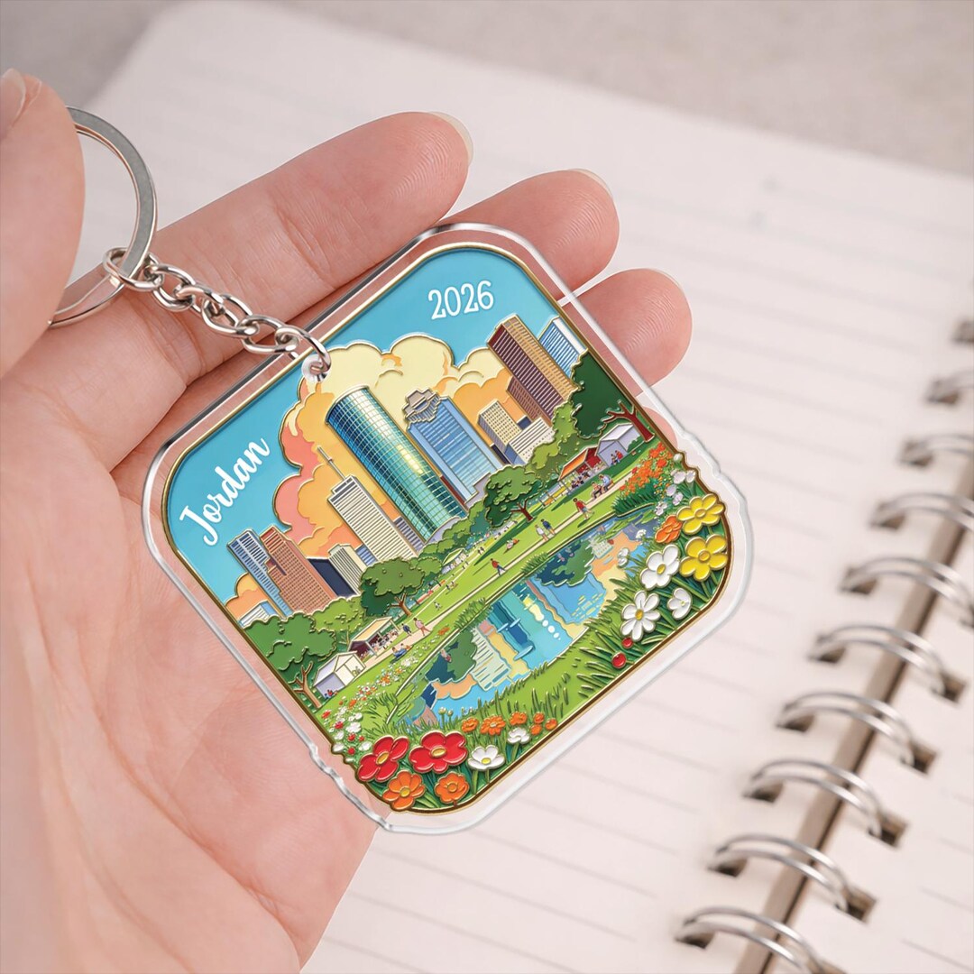 Personalized Houston Texas Acrylic Keychain, Houston Skyline Souvenir ...