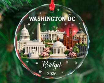 Personalized Washington DC Ornament, Custom Christmas Keepsake Gift, Travel Souvenir Ornament