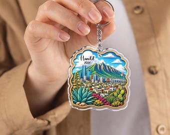 Gepersonaliseerde Monterrey-sleutelhanger, aangepaste naam Cerro de la Silla Souvenir, reiscadeau Mexico