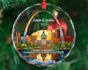 Personalized Gateway Arch Stained Glass Ornament: St. Louis Souvenir
