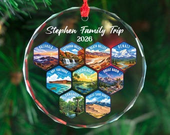 Personalized National Parks Glass Ornament, Custom Trip Souvenir, Adventure Memory Decor