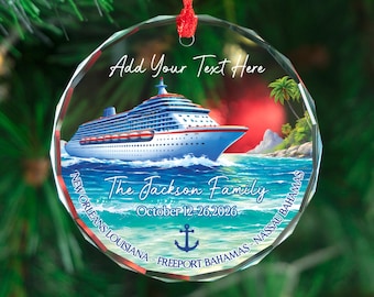 Personalized Cruise Ornament, Custom Family Vacation Gift Keepsake Christmas Travel Memory