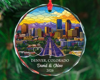 Personalized Denver Ornament, Custom Colorado Christmas Gift, Mountain City Keepsake