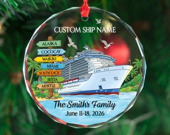 Personalized Cruise Ornament, Custom Ship Gift Family Keepsake Christmas Travel Memory