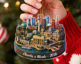 Personalized Berlin Ornament, Custom Germany Keepsake Gift, Christmas Travel Memory Decor