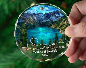 Custom North Cascades National Park Crystal Ornament, Personalized Washington Keepsake