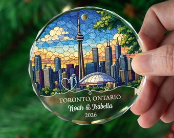 Gepersonaliseerd ornament Toronto Canada, CN Tower Skyline Souvenir, Ontario Travel Keepsake Christmas Decor