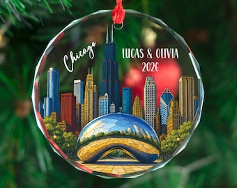 Personalized Chicago Ornament Custom Skyline Keepsake Gift Christmas Decor