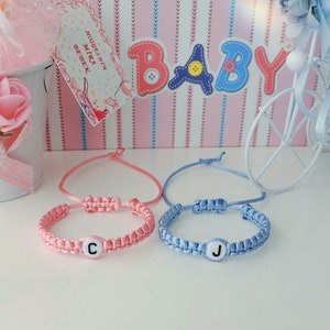Personalized Matching Baby Initial Identity Bracelets, Baby Ankle Bracelet, Newborn Gift, Twin Id Bracelet, Baby Name Bracelet
