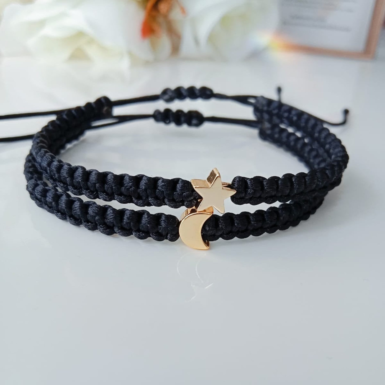 Customizable Star Moon Rope Bracelets: Couple's Matching Jewelry Set - Etsy
