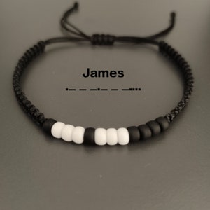 VVOFR 'I Love U' Morse Code Bracelet For Men - Hidden Secret Message PU Leather & Stainless Steel Engraved